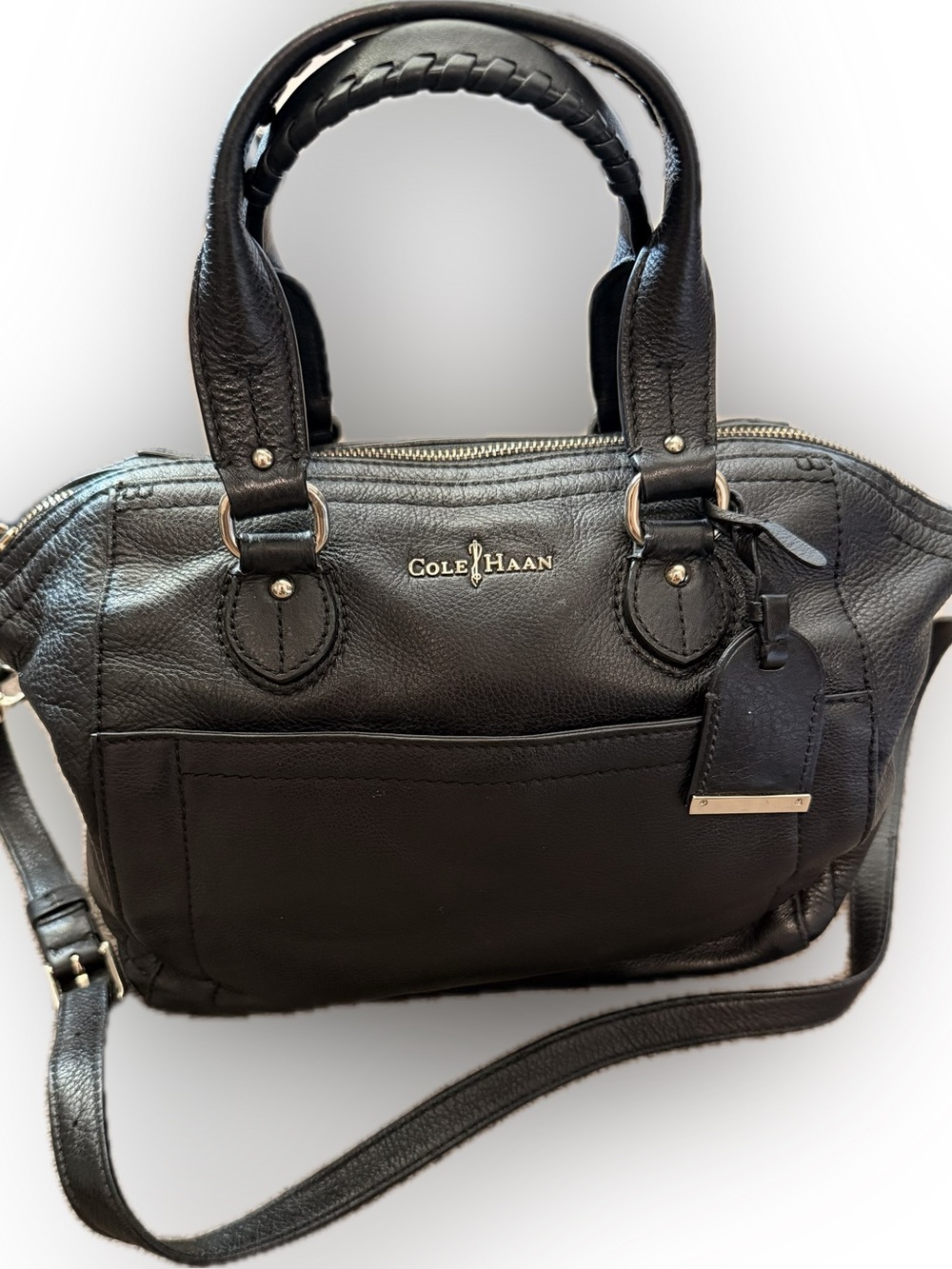 Cole Haan Black Leather Satchel Crossbody Bag